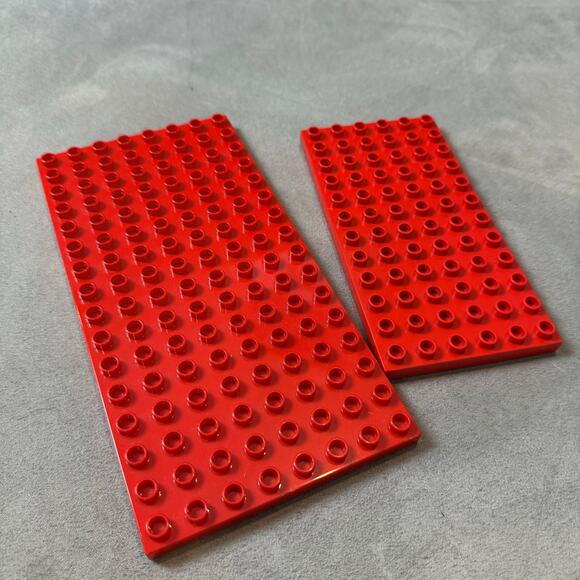 Lot of 2 Lego Duplo Baseplates Red 8x16 6x12 Replacement Pieces Parts Blocks - Picture 2 of 4